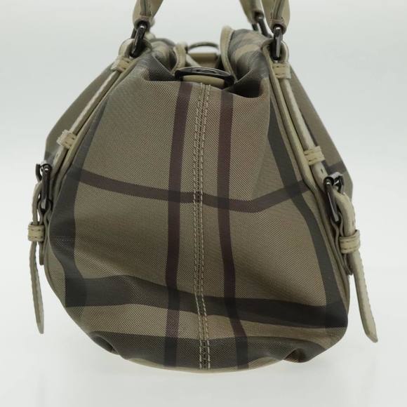 BURBERRY Nova Check Hand Bag PVC 2way Beige Auth 96223 - Picture 3 of 16